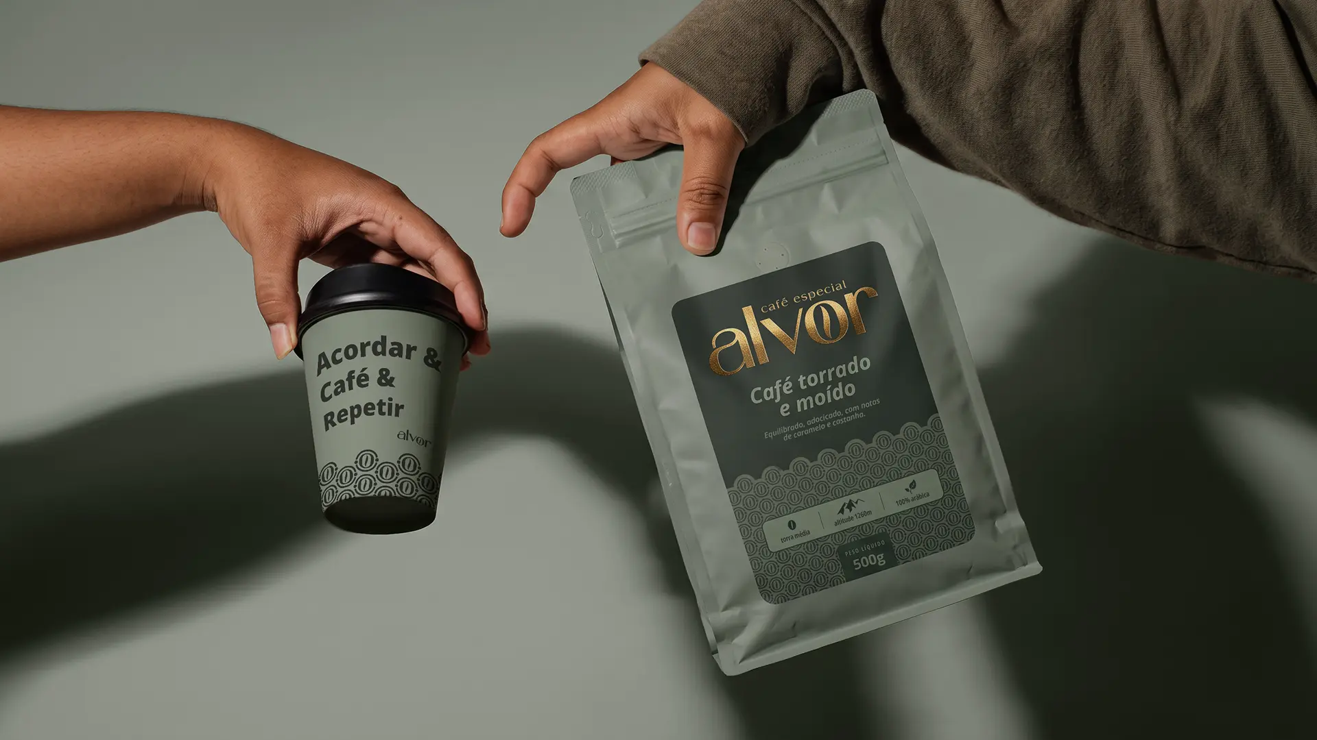 Identidade visual para a Alvor, marca de café especial em Santiago, RS, por RBR Design.
