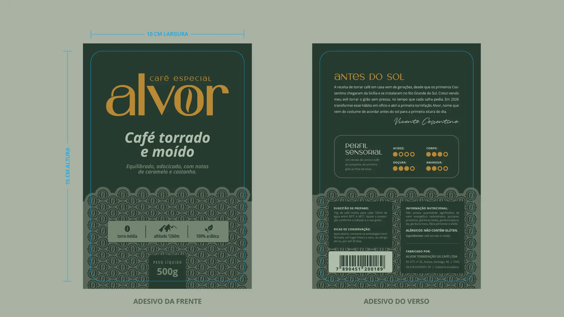 Identidade visual para a Alvor, marca de café especial em Santiago, RS, por RBR Design.
